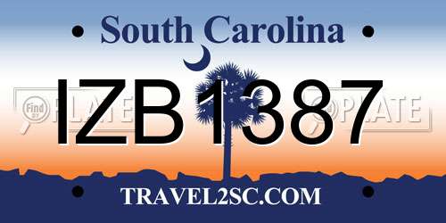 IZB1387 South Carolina License Plate
