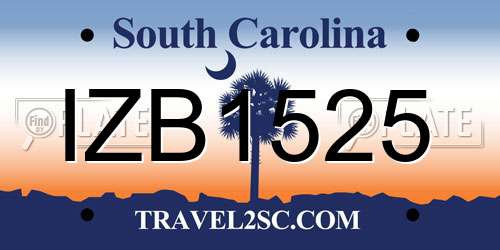 IZB1525 South Carolina License Plate
