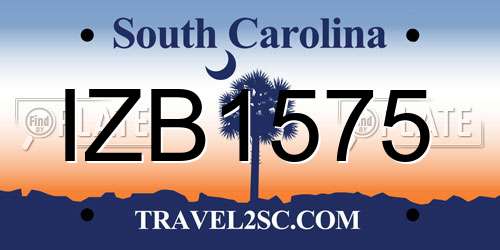 IZB1575 South Carolina License Plate
