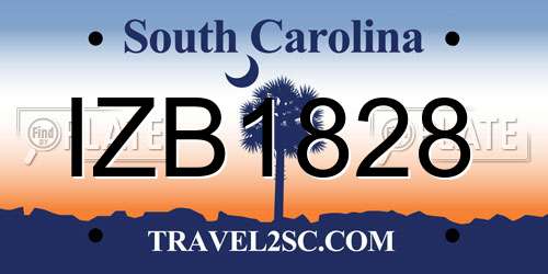 IZB1828 South Carolina License Plate