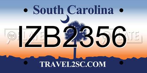 IZB2356 South Carolina License Plate