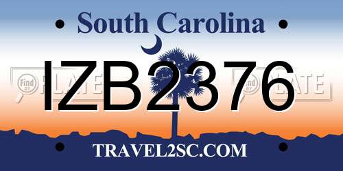 IZB2376 South Carolina License Plate