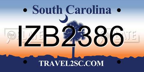 IZB2386 South Carolina License Plate
