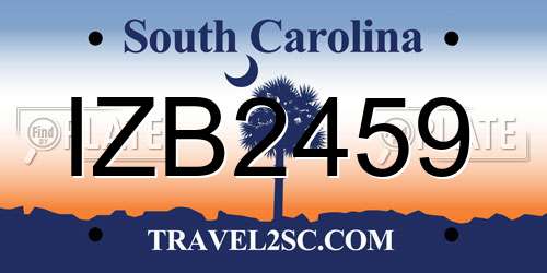 IZB2459 South Carolina License Plate