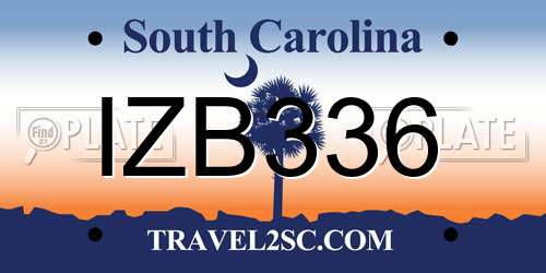 IZB336 South Carolina License Plate