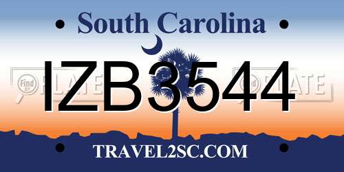 IZB3544 South Carolina License Plate