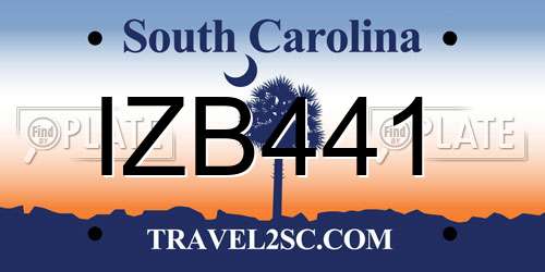 IZB441 South Carolina License Plate