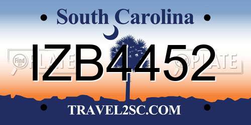 IZB4452 South Carolina License Plate