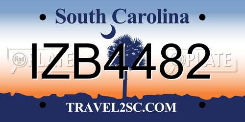 IZB4482 South Carolina License Plate