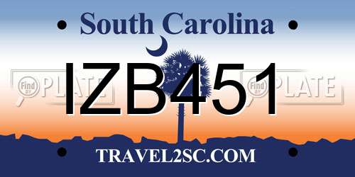 IZB451 South Carolina License Plate