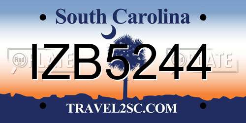 IZB5244 South Carolina License Plate