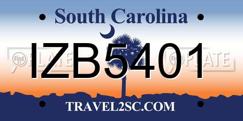 IZB5401 South Carolina License Plate