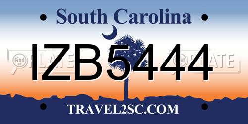 IZB5444 South Carolina License Plate