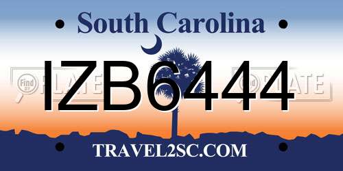 IZB6444 South Carolina License Plate