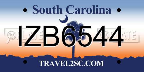 IZB6544 South Carolina License Plate