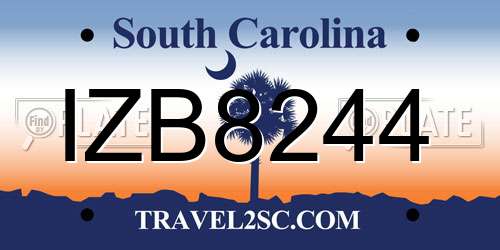 IZB8244 South Carolina License Plate