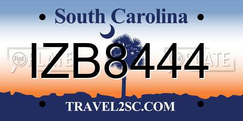 IZB8444 South Carolina License Plate
