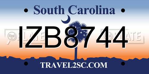 IZB8744 South Carolina License Plate