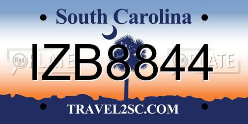 IZB8844 South Carolina License Plate