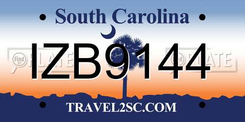 IZB9144 South Carolina License Plate