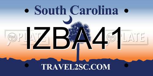 IZBA41 South Carolina License Plate