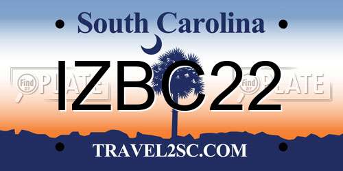 IZBC22 South Carolina License Plate