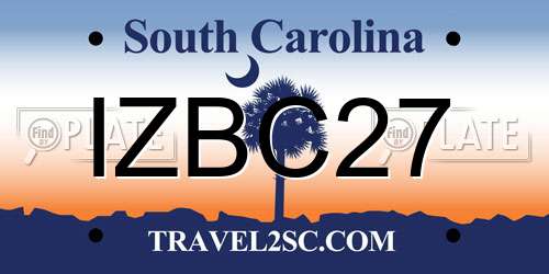 IZBC27 South Carolina License Plate