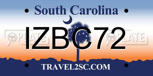 IZBC72 South Carolina License Plate