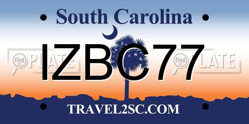 IZBC77 South Carolina License Plate