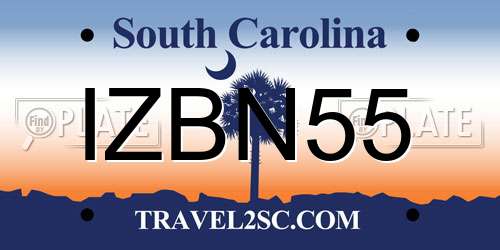 IZBN55 South Carolina License Plate