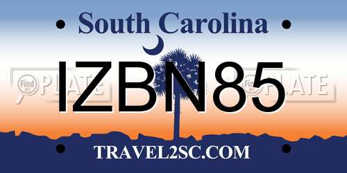 IZBN85 South Carolina License Plate