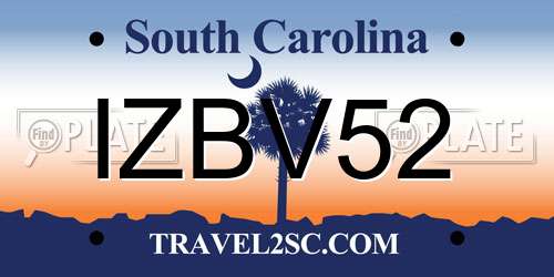 IZBV52 South Carolina License Plate