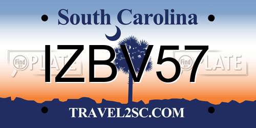 IZBV57 South Carolina License Plate