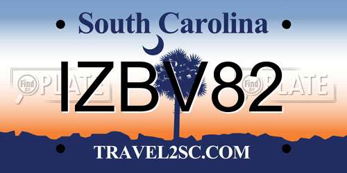 IZBV82 South Carolina License Plate