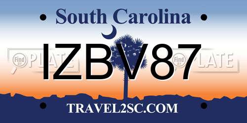 IZBV87 South Carolina License Plate