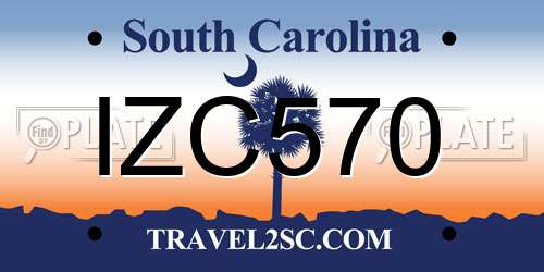 IZC570 South Carolina License Plate