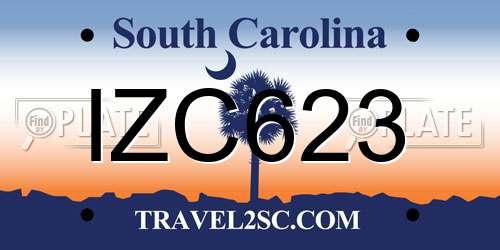 IZC623 South Carolina License Plate