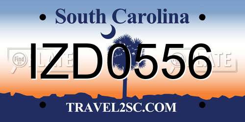 IZD0556 South Carolina License Plate