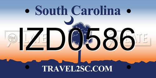 IZD0586 South Carolina License Plate