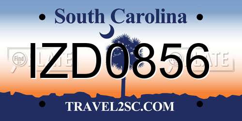IZD0856 South Carolina License Plate