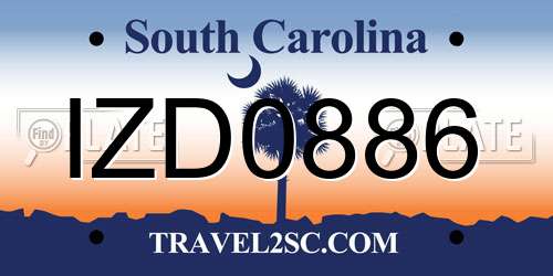 IZD0886 South Carolina License Plate