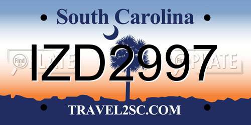 IZD2997 South Carolina License Plate