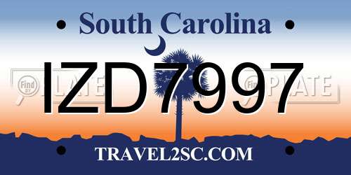 IZD7997 South Carolina License Plate