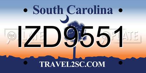 IZD9551 South Carolina License Plate