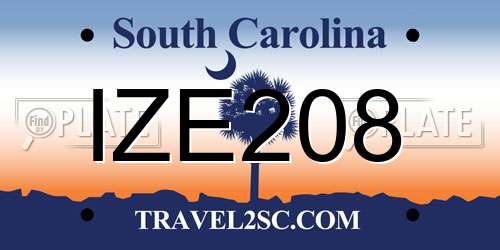 IZE208 South Carolina License Plate