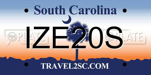 IZE20S South Carolina License Plate