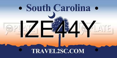 IZE44Y South Carolina License Plate