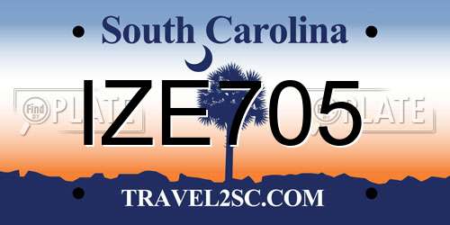 IZE705 South Carolina License Plate