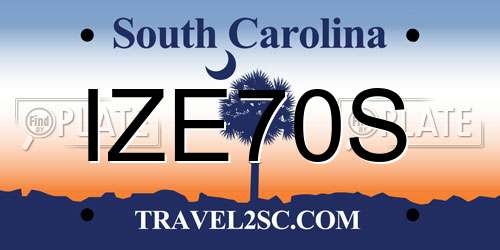 IZE70S South Carolina License Plate