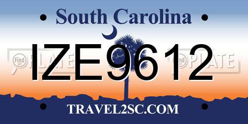 IZE9612 South Carolina License Plate